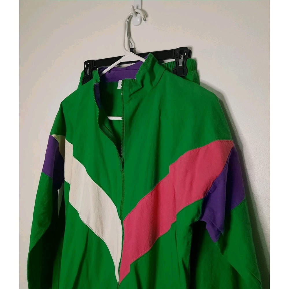 Vtg 80s 90s Sk Sport Suit Windbreaker Jacket Colorblock Track Women's Small USA
